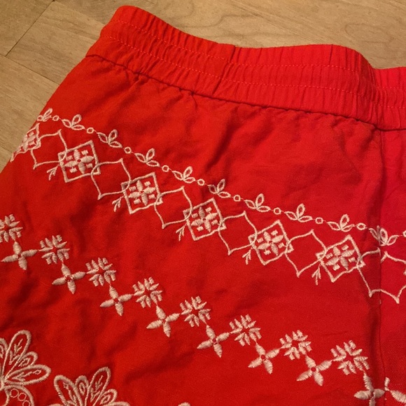 LOFT Linen Blend Embroidered Drawstring Waist Casual Shorts - Picture 10 of 11